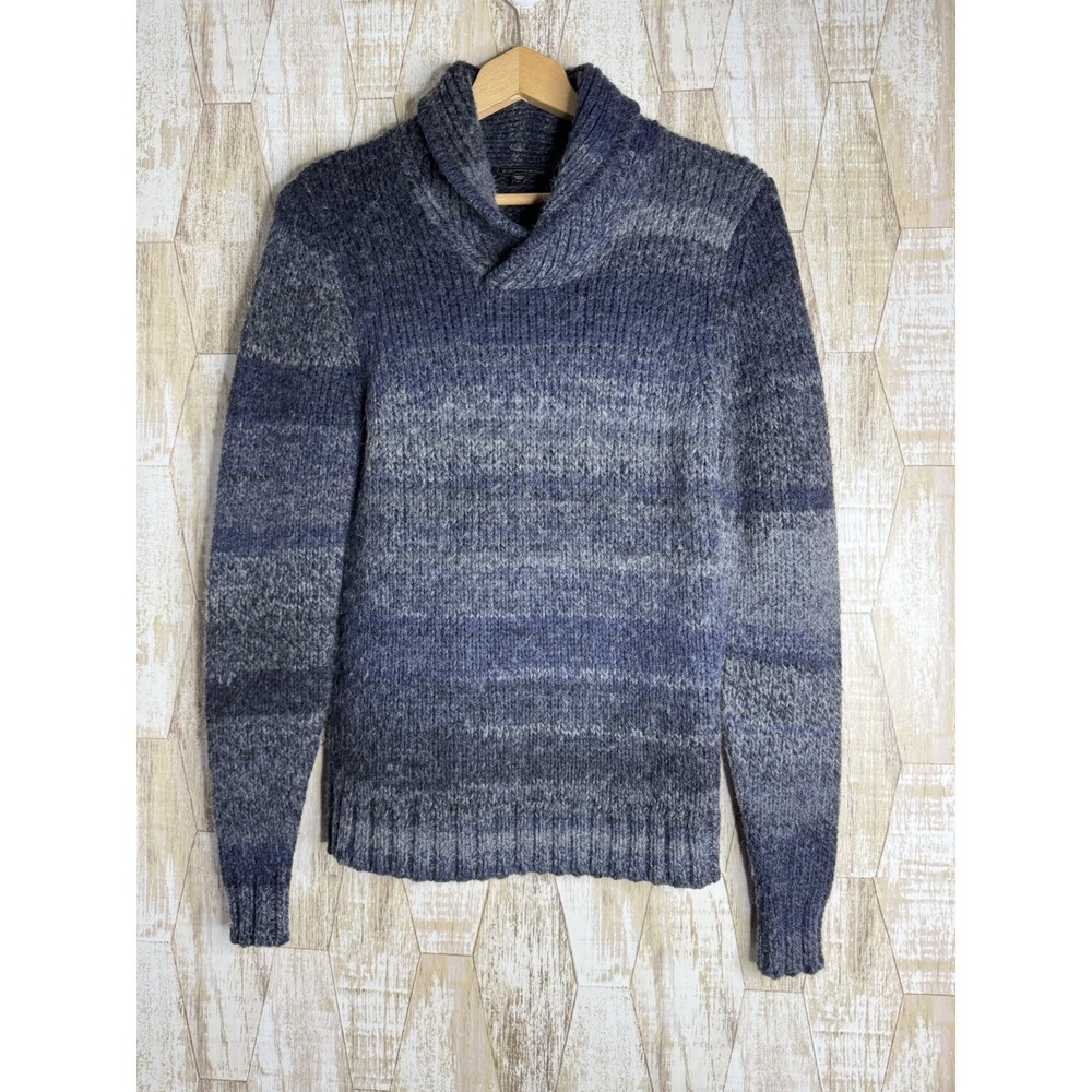 Vintage Express Men's Size S‎ Pullover Sweater Mock Neck Acrylic Wool Blue Gray